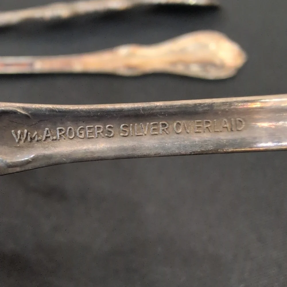 Wm A Rogers Oneida Silverplate Flatware Set 11pc Floral Scrolled Serving Forks